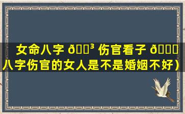 女命八字 🐳 伤官看子 🐕 （八字伤官的女人是不是婚姻不好）